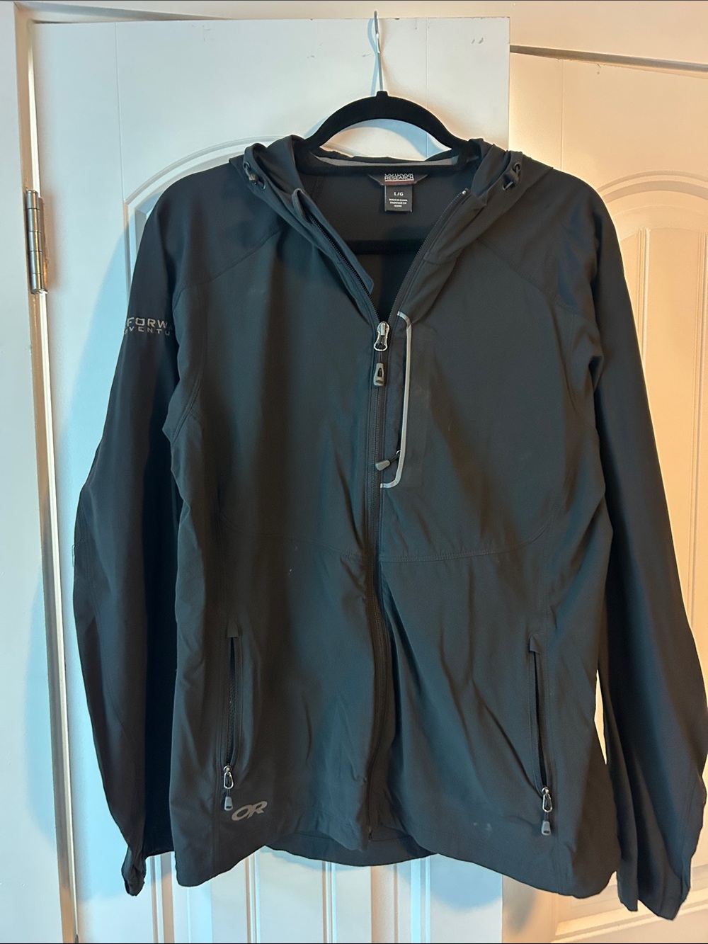 Outdoor Research women's Dark Gray Softshell Hooded Jacket